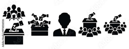 community voting silhouette icon set