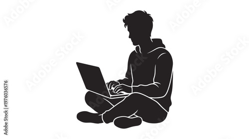 Man sitting with laptop computer.