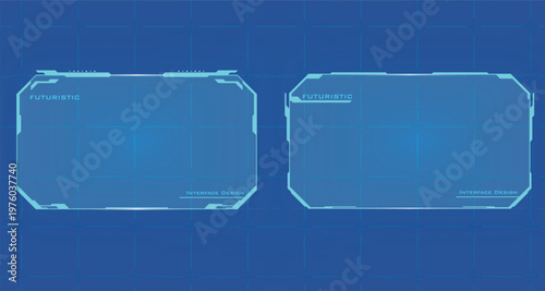 Futuristic Digital Display Interface Mockup with Two Blank Frames for Text and Information