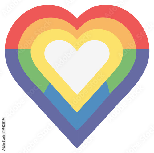 Rainbow heart symbol representing love, inclusivity, and diversity, flat design