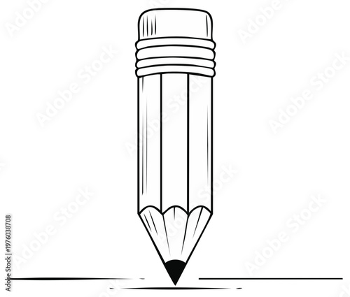 Stylized drawing of a sharpened graphite pencil creating a straight line