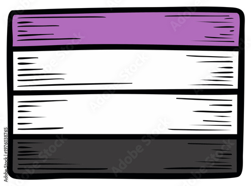 Aromantic Pride Flag with Purple White and Gray Stripes Representing Aro Community Culture