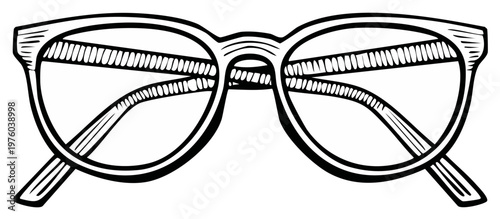 Eyeglasses Fashion Accessory Reading Glasses Style Illustration Black and White Line Art Vision Care Eye Protection
