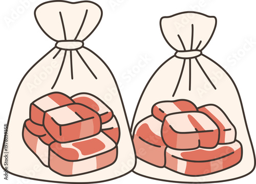 Packaged Meat Bags Ready For Distribution
