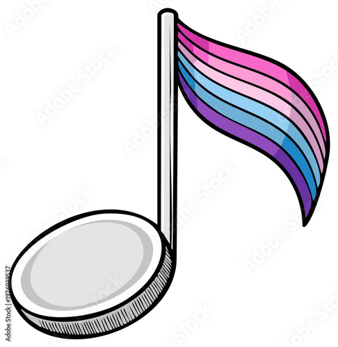 Musical Note Featuring a Transgender Pride Flag Design