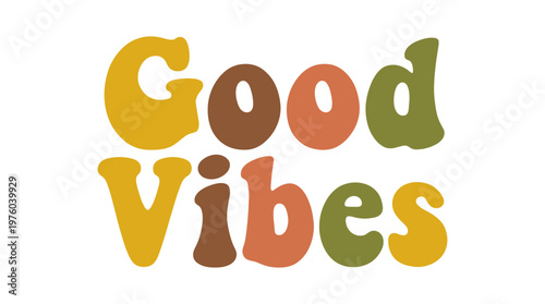 Colorful Good Vibes Text Logo.