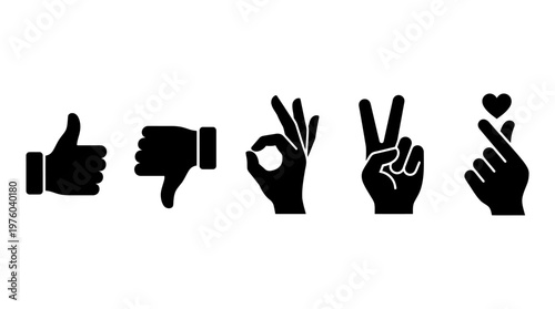 Hand gestures signs and symbols.