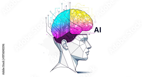 Conceptual illustration depicting the fusion of human mind and Artificial Intelligence, symbolizing future innovation