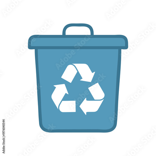 Minimal recycling bin icon with simple trash container and recycle symbol. Clean flat SVG design ideal for waste management, sustainability, eco systems, and environmental graphics.