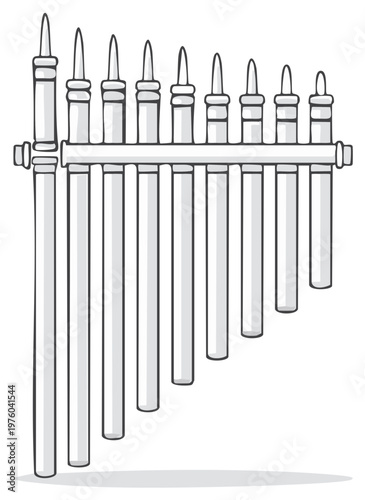 Illustration of a vector pan flute with gradient and outline details.