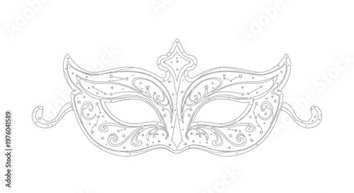 Elegant Venetian Masquerade Mask Outline - Vector Illustration