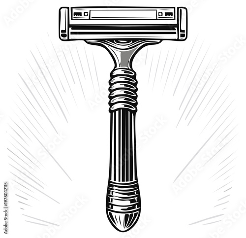 Classic Razor with Textured Handle for Shaving and Grooming