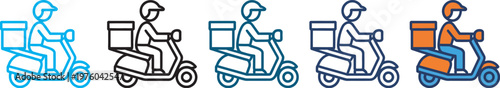 Delivery bike rider icon, food courier delivery design, transportation and logistics vector, professional service concept, white background illustration