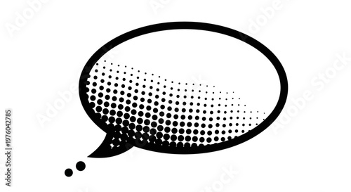 Comic style blank thought bubble with halftone shadow isolated on white