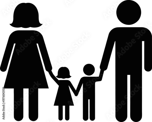 Family silhouette a simple representation of parenthood and childhood