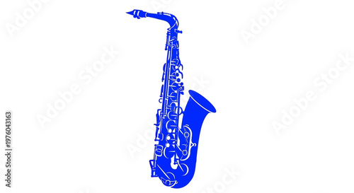 Blue Saxophone Musical Instrument Icon on White Background