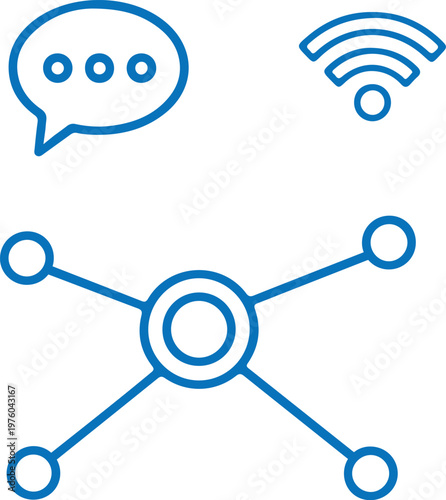 minimalist at symbol in flat design vector illustration with blue gradient