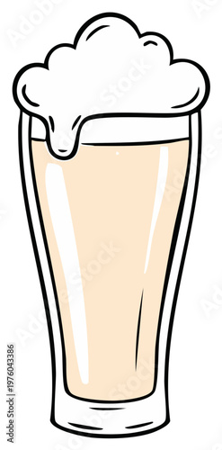 Craft Beer in Glass with Creamy Foam Head Drink Refreshment Illustration