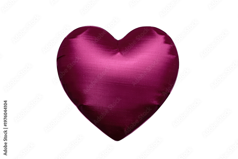 Fototapeta premium Purple satin heart pillow representing love, romance, and valentine's day on a transparent background