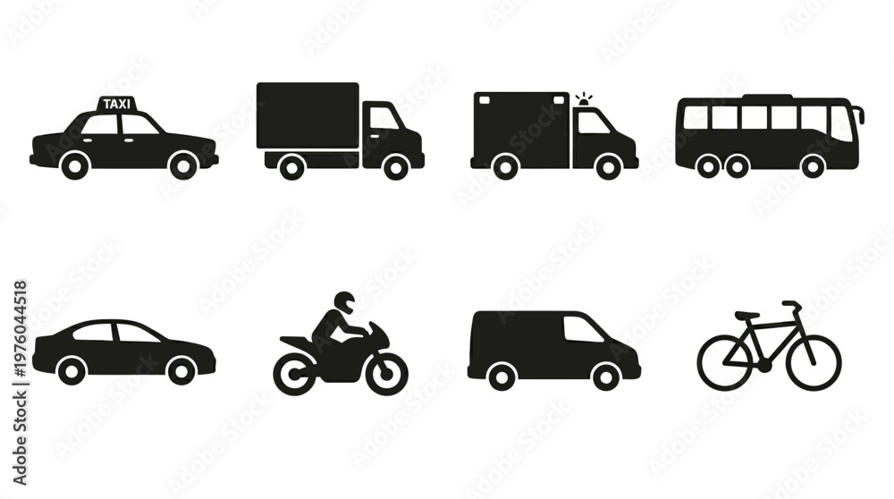 Fototapeta premium Vehicles Transportation Icons Set.
