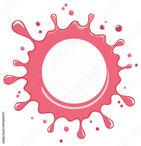 Juicy Pink Splash with Circular Empty Space for Text or Image Placement Perfect for Beverages and Fruit Related Designs