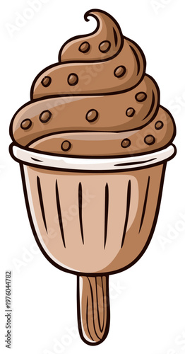 Whimsical Chocolate Chip Cupcake Dessert Art Illustration Cute Sweet Treat Bakery Confection Party Food Childrens Decor