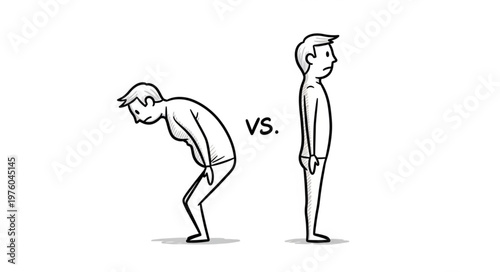 Good Posture Versus Bad Posture Comparison.