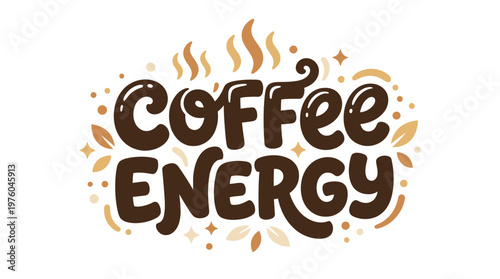 Brown Coffee Energy Text Logo.