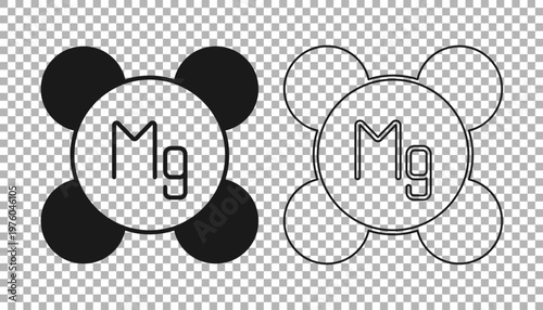 Black Magnesium chemical element icon isolated on isolated on transparent background. Vector