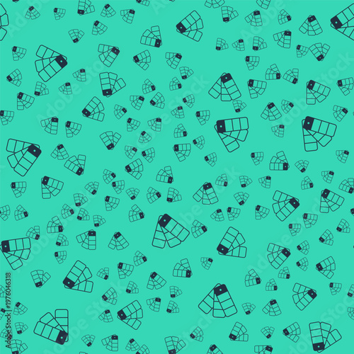 Black Color palette guide icon isolated seamless pattern on green background. Vector