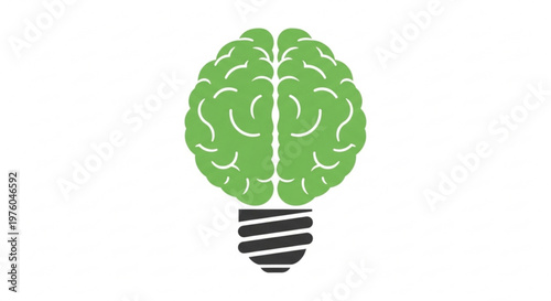 Green Brain Lightbulb Idea Concept