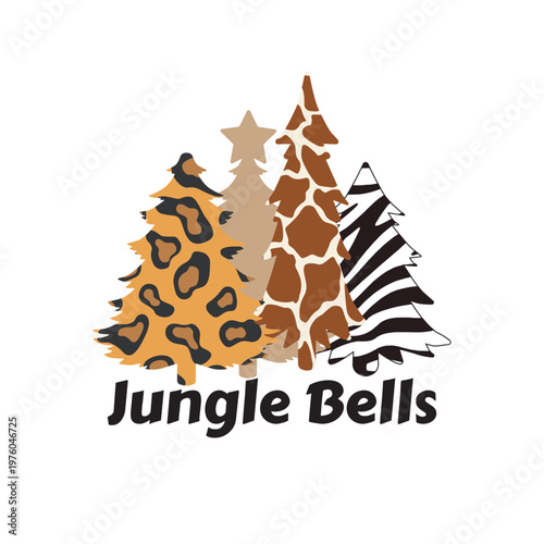 Jungle bells, christmas tree vector illustration 