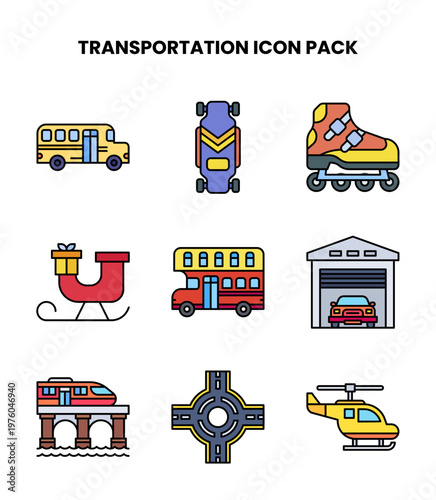 Transportation Lineal Color Icons Pack