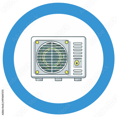 Air conditioner outdoor condenser unit vector icon for HVAC cooling systems