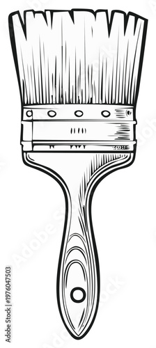 Classic Drawing of a Paint Brush Tool for House Painting and Arts