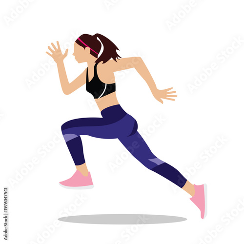 Fit woman running with determination for fitness goals and healthy lifestyle