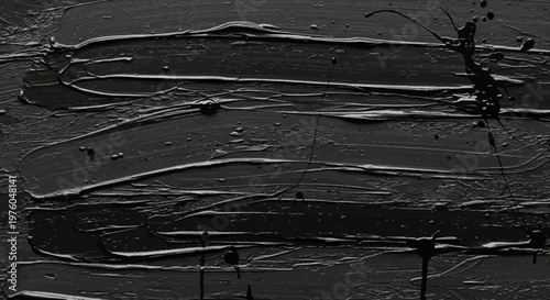 Abstract Background of Thick Textured Black Paint with Bold Brushstrokes Splatters and Moody Artistic Impasto Effects