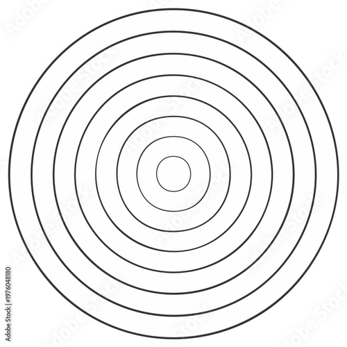 Minimalist black and white concentric circles pattern expanding outwards a simple geometric graphic design element