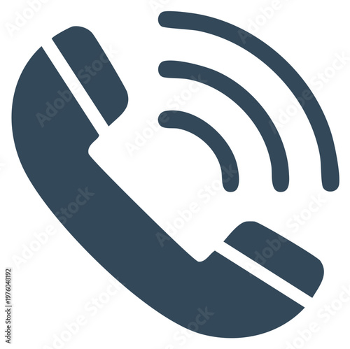 Icon of a classic ringing phone with sound waves, vector illustration