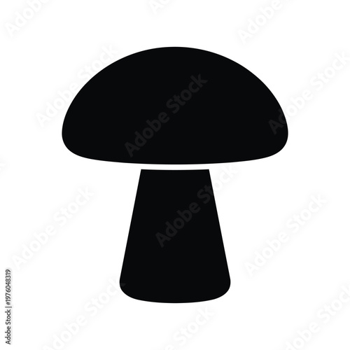Картината върху платно Black silhouette of a mushroom on a white background, simple symbol fungus