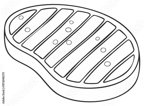 Outlined illustration of a grilled steak with char marks, a vector design