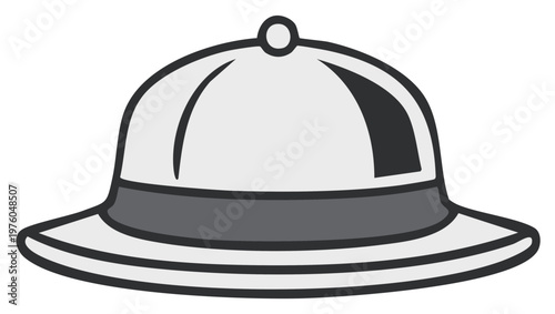 White Pith Helmet Illustration Classic Adventure Headwear Sun Protection Safari Equipment