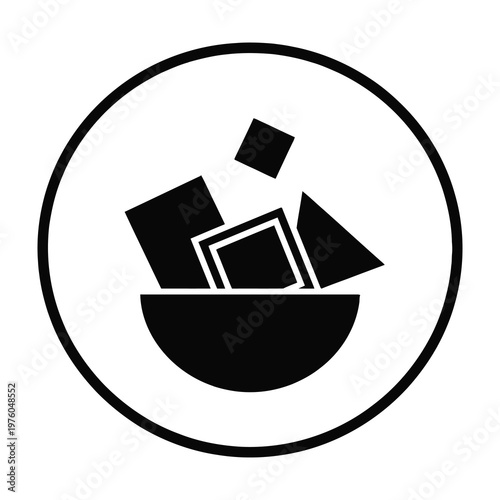 Broken glass shards in a bowl, symbolizing destruction or chaos