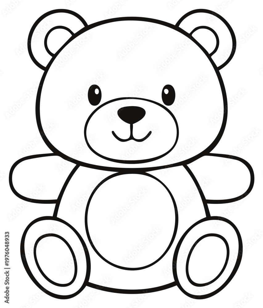 Obraz premium Friendly Teddy Bear Illustration Outline for Coloring Books or Children's Art Projects