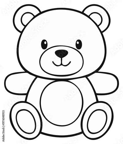 Friendly Teddy Bear Illustration Outline for Coloring Books or Children's Art Projects