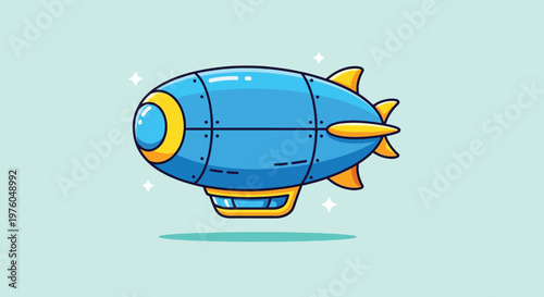 Cartoon Airship Blimp Flying Vehicle Illustration.