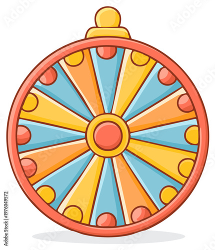 Colorful Wheel Symbol Featuring Spokes and Circular Design for Spiritual or Decorative Purposes