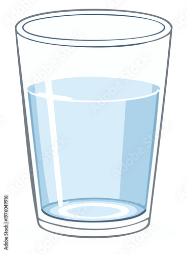 Simple illustration of a glass filled with clear refreshing water