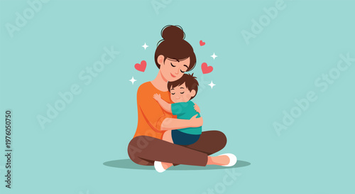 Mother and child embracing with love and affection a heartwarming family moment.