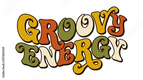 Groovy Energy Text Logo Design.